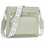 Snmoec handtasche damen mittelgroß umhängetasche damen handy crossbody bag leder PU damentaschen mit breitem gurt handtasche grün