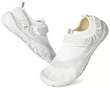 Eagsouni Barfußschuhe Herren Wassersportschuhe Damen Minimalschuhe rutschfest Fitnessschuhe Tragbar,Weiß,Gr.42
