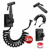 DEANKEJI 2 Meter PE Handbrause Toilette-Set, Schwarz Toiletten-Hochdruckspritzpistole, WC Dusche Handbrause, Hand-Bidet-Sprühset, für Küche, Bad, Hotel