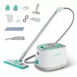 HAUSHOF Dampfreiniger 2000 W, mit 1,5 L Tank, max. 4 ,0 bar Dampfdruck, Aufheizzeit 8 Min, Dampfzeit bis zu 30 Min, inkl. 16 Zubehör & 3 m Netzkabel, für Boden, Teppich, Fenster & Küche, Weiß-Grün