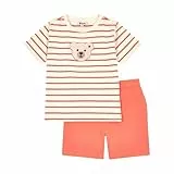Steiff Set Shorts mit T-Shirt Kurzarm EU Größe 128 Persimmon, Sommerhose kombiniert mit einem Kurzarm Shirt für jeden Anlass, lockere Bequeme Passform