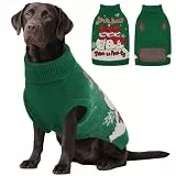 IECOii Sweater Für Hunde,Schildkrötenhals Hunde Fleece Pullover,Weihnachtspulli Hund,Gestrickt Hundepullover Halloween,Warm PulloverHunde,Einfach Auf Hundekleidung,Weihnachtspullover Hund,Grün,3XL