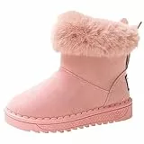 Fudaolee Kinder Winterstiefel Mädchen Warme Schneestiefel Plüsch Gefütterte Stiefeletten Baby Kleinkindschuhe Weichsohlen Schlupfstiefel Z-Rosa,24 EU = 25 Etikett
