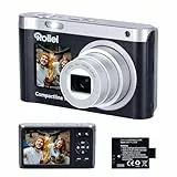 Rollei Compactline 12X Digitalkamera 64MP 4K Fotokamera 12X Optischer Zoom Vlogging Fotoapparat mit Dual Display Tragbare Kompaktkamera Teens Anfänger, Digital-Kamera-Fotoapparat-Camera-Digicam
