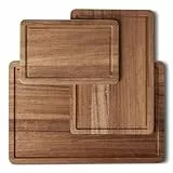 Amazon Basics Holzschneidebretter, 3-teiliges Set, Akazienholz, vorgeölt