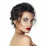 Lusofie Fascinator Schwarz Mesh Schleier Stirnband der 1920er Jahre Damen Kopfschmuck Fascinator Hochzeit Teeparty Abschied Damen Schleier Braut Kopfschmuck 50er Jahre Fascinator