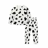 Mud Kingdom Mädchen Schlafanzug Pyjama Kinder Baumwolle Zweiteiliger Schlafanzüge Set Herbst Winter Weihnachten Nachtwäsche Polar Fleece Schwarze und weiße Kühe 3 Jahre
