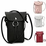 Minicloss Kleine Crossbody Umhängetasche für Damen, Umhängetasche Handtaschen, Handy Crossbody Umhängetasche Geldbörse mit langem Riemen (schwarz)