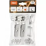 BLUM 2x CLIP top BLUMOTION Möbel Scharnier 110°, gerade mit Feder, Eckanschlag + BLUM CLIP Exzenter Kreuzmontageplatte, Stahl, Schraubvariante, Distanz 0 mm, Topfband ø=35mm