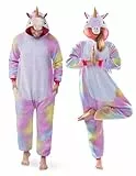 Spooktacular Creations Unisex Erwachsene Pyjama Schlafanzug, Plüsch Damen Herren Jumpsuit Jumpsuit Einhorn Tier Kostüm Halloween Karneval Kostüm (Large)