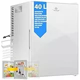 KESSER® Mini Kühlschrank 40L mit Glasfront Minibar ideal für Camping, Büro, Schlafzimmer, Hotel, Küche kleiner Kühlschrank komplett lautlos, wechselbarer Türanschlag, Innenbeleuchtung inkl. Glasöffner