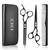 CIICII Friseurschere, Haarschneideschere Profi Set (6,7 Zoll Haarschere & Effilierschere) Haar Bart Trimmen Formung Pflege für Männer Frauen Haustiere Familie Friseursalon (Schwarze)