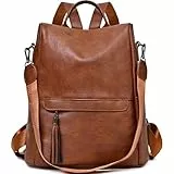 KESUDE Elegant Rucksack Damen Klein - Anti Diebstahl Lederrucksack 2 in 1 Cityrucksack Frauen Rucksacktasche Wasserdichte Schultertasche Casual Tasche Daypack Backpack Damenrucksack, Braun