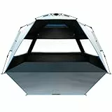OutdoorMaster Strandzelt mit dunkler Schutz-Technologie, tragbarer Strand-Schatten-Sonnenschutz-Überdachung für 4-6 Person mit UPF 50+ UV-Schutz, einfache Einrichtung Pop-up-Zelt-Familiengröße
