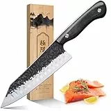 Purple Dragon Santoku-Messer Professionelles Kochmesser Schneidemesser aus Hochwertiger Kohlenstoffstahl Super scharfe Kochmesser Fleischmesser mit ergonomischem Griff