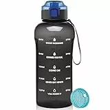 WEMEET 750ml Sport Trinkflasche, Auslaufsicher Wasserflasche mit Fruchtfilter und Zeitmarkierung, BPA-Frei, Wiederverwendbare Sportflasche für Camping, Fahrrad, Wandern, Outdoor (Schwarz)