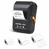 SUPVAN T50M Pro Etikettendrucker mit 3 weißer Etikettenrollen Value Pack, benutzerfreundliche Software mit 30 Schriftarten, 50+ Rahmen und 700+ Symbole