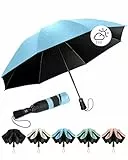 Chakipee Kompakter Reise Regenschirm Groß Sturmfest – Automatik Taschenschirm Tragbarer UV-Schirm für Damen und Herren, 210T Beschichtung 106 cm Spannweite 8 Rippen Taschenschirme Blau