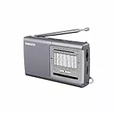 XHDATA D219 UKW/FM/AM Radio Batteriebetrieben Weltempfänger MiniRadio,KurzwelleRadio Retro für Haushalt Outdoor Camping Wandern TragbaresRadio Grau