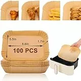 Lwansny Backpapier für Heißluftfritteuse 100 Stück, 14-22cm Airfryer Zubehör, 40g für Heißluftfritteusen mit rechteckiger Auskleidung