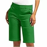 EMATOP Kurze Hose Damen Sommer Chino Shorts Baumwolle Lässige Sporthose Leichte Einfarbig Sommerhose Hohe Taille Wander Outdoorhose mit Taschen Radhose Stretchy Elegant Golfshorts für Frauen