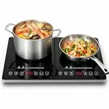AMZCHEF Induktionskochfeld 2 Platten, 3500W Induktionskochplatte 2 Platten mit Unabhängiger Steuerung, 20 Temperaturstufen, Mehrere Leistungsstufen, 3-Stunden-Timer, Sicherheitssperre