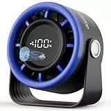 Gaiatop USB Ventilator Klein Leise, Akku Tischventilator mit 5 Stufen & Kraftvoller Luftstrom, Touch-Display, 360° Neigbar, Mini Akku Ventilator für Schlafzimmer Büro Schreibtisch, Blau-Schwarz