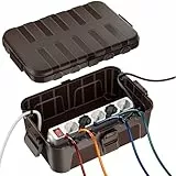 RESTMO Große Wasserdichte Kabelbox Outdoor, IP54 Verteilerdose Außen Wasserdicht, 32 x 22 x 13 cm Wasserdichte Box für Garten, Schutz von Verlängerungskabel, Steckdosenleisten, Außensteckern - Braun
