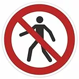 Schild 15cm Durchmesser - DIN EN ISO 7010 - DIN 4844 - ASR A1.3 - Verbotszeichen 150mm für Innen und Aussen - PVC Aufkleber - selbstklebend (10, P004 Für Fußgänger verboten)