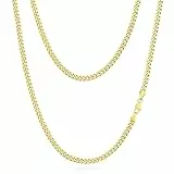 KRKC Herren Halskette, 14K Gold Vergoldet Edelstahl Cuban Link Chain Panzerkette 4mm, Nickel-frei Dünne Kette Gliederkette für Männer Länge 55,9cm