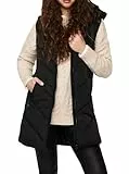 JACQUELINE de YONG JDY Damen 3/4-lange Steppweste mit Kapuze JDYSkylar Padded Hood Waistcoat 15220630 Black S