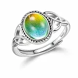 KALVICA 925 Sterling Silber Ringe für Damen Temperatur Emotion Ringe Farbwechsel Ringe Verstellbare Stimmungsringe Geschenkschmuck für Frauen und Mädchen