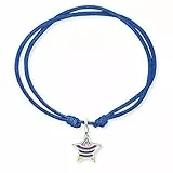 Herzengel Mädchen Kinder Armband aus blauem Nylon und einem Regenbogen Stern Anhänger aus bunter Emaille - Ösenverschluss - längenverstellbar - nickelfrei