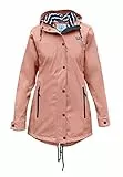 MADSea Damen Regenmantel Friesennerz Maritime Regenjacke Gestreiftes Innenfutter, Farbe:Rosa, Größe:46