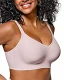 As Fairy BHs für Damen, ohne Bügel, tiefer V-Ausschnitt, glatt, kabellos, nahtlos, normale Größe, Schwarz, Graues Pink, small
