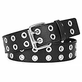 JasGood Punk Gürtel Nietengürtel Damen und Herren Doppelloch Gürtel mit Punk Style CosplayGürtel Hip Hop RockGürtel für Oder Gothic-Outfits