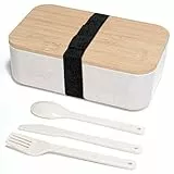 Cheerhom Bento Box Japanisch,Meal Prep Boxen, Lunchbox Set mit Besteck und Tragetasche, für Erwachsene und Kinder,Brotbox, Essensbox & Vesperbox in einem,1000ml Brotdose Kinder
