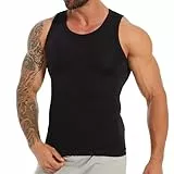 SLIMBELLE Unterhemd Herren Ärmellos Kompressionsshirt Figurformende Bauchweg Unterwäsche Unterziehshirt Body Shaper Tight Elastische Weste Schlank Miederbody Taillenformer Top Männer Schwarz L
