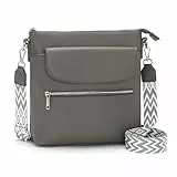 JSDOST Umhängetasche Damen Mittelgroß Handtasche Damen Crossbody Bag Damen Veganes Leder Schultertasche Damen mit Vielen Fächern Dunkelgrau