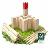 Ocean 5 Kubb - Original Wikinger Wurfspiel - Premium FSC® Holzspiel im Stoffbeutel mit massiven Figuren - Schwedenschach Holz Outdoor Spiel Wurf Schach Spiele