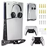 Aceshop Wandhalterung PS5/PS5 Slim, Wandhalterung Set für Playstation 5 Slim (Disc und Digitale) Stabile Stahlwandständer Halterung PS5/PS5 Slim Konsole Wandhalterung für PS5 mit 2 Controller-Halter
