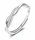 JeweBella Damen Verstellbar Ringe Silber 925 Stapeln Daumenring Fingerring Eheringe Engagement Promise Ring Verlobungsring Schmuck mit Geschenkkarte