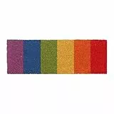 Relaxdays Fußmatte Kokos, Regenbogen, Schuhabtreter 75 x 25 cm, wetterfest & rutschfest, Türvorleger innen & außen, bunt