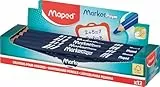 Maped Marker'Peps Whiteboard-Bleistifte, weiches Schreiben, leicht zu löschen, für Kinder und Lehrer, ergonomisches Design für bessere Griffigkeit und Kontrolle, 12 Stück