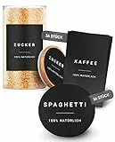 Vorratsetiketten Basis Set Schwarz - selbstklebend (72 Stück) - Aufkleber rund minimalistisch - wasserfest