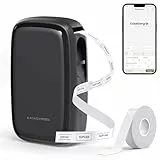 SUPVAN E16 Etikettendrucker Bluetooth mit 15 mm x 6 m wasserdichte Etiketten selbstklebend，für iOS & Android, Büro, Schule, Zuhause, schwarz