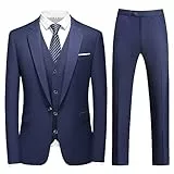 KUDMOL Herren 3-Stücke Anzug Business EIN Knopf Smoking Anzug für Männer Smoking Klassische Blazer Weste Hosen Set