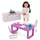 Lori - Amelias Esszimmer-Set - Mini-Puppen- und Spielzeug-Esszimmermöbel - 15 cm Puppe & Puppenhauszubehör - Tisch, Stühle, Geschirr, Besteck - Spielset für Kinder - 3 Jahre +