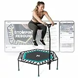 SportPlus Fitness Trampolin Indoor für Zuhause, Trampolin mit Haltestange höhenverstellbar, Gummiseilfederung, Workout & Cardiotraining, Premium-Qualität Designed in Germany 130kg