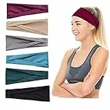 Lyneun 6 Stück Breite Stirnband Damen, Haarband Damen Sport, Elastisch Stirnbänder, Cross Haarbänder Verdreht Headwrap Headband für Fahrrad, Fitness, Laufen, Yoga (Sport)